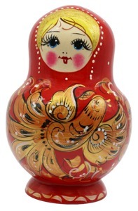Матрешка  "Жар-Птица на красном", фигурная, 10 мест