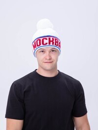 Шапка с помпоном "Москва", белая
